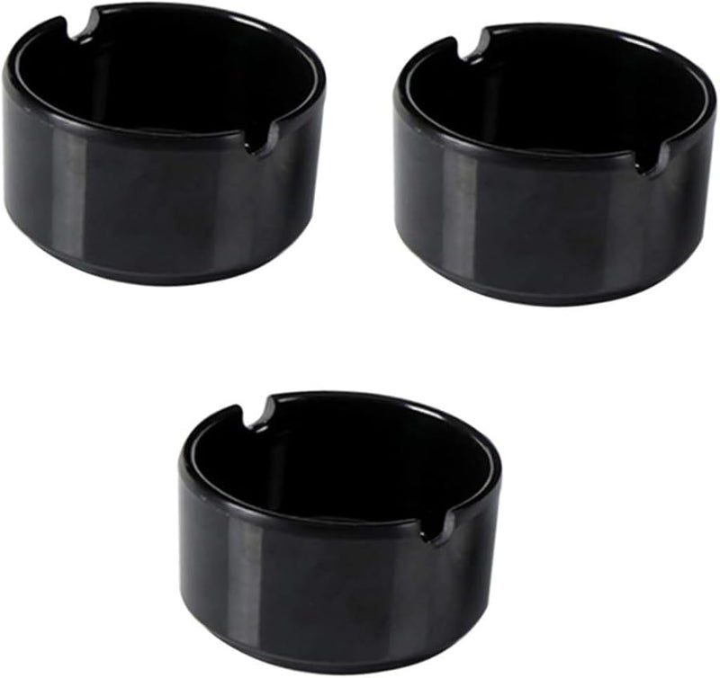 Cabilock 3 قطع منافض سجائر سوداء من الخزف على الطراز العتيق للفناء وغرفة المعيشة وحديقة البار - Image 1